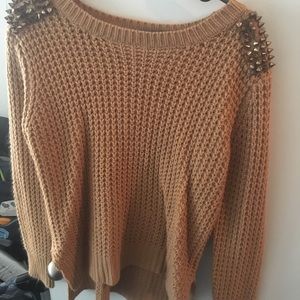 Studded shoulder sweater